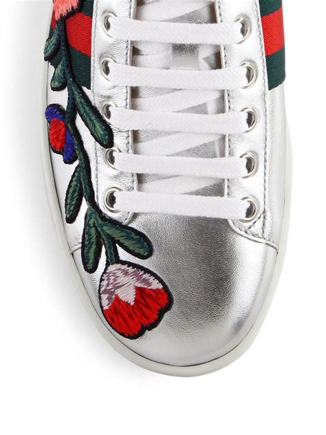 gucci sneakers heart|gucci ace floral embroidered sneakers.